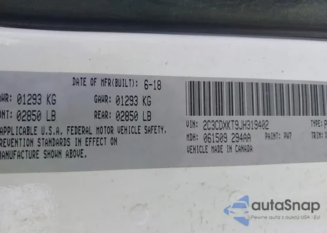 2018 Dodge Charger Police Awd z USA, uszkodzony, nr VIN 2C3CDXKT9JH319402